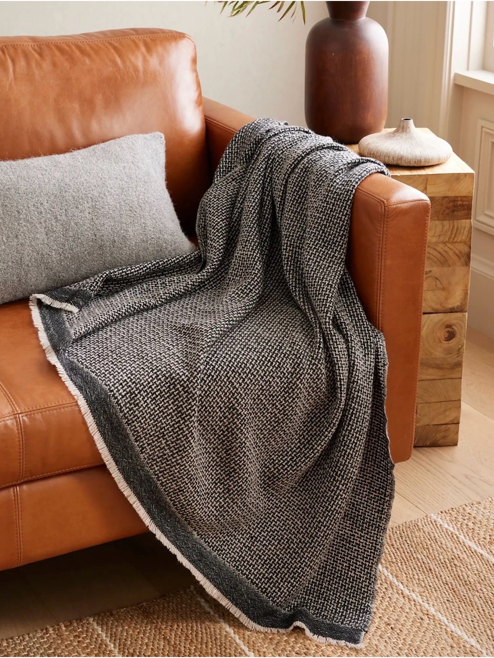 Quince Cashmere Wool Patterned Throw Blanket